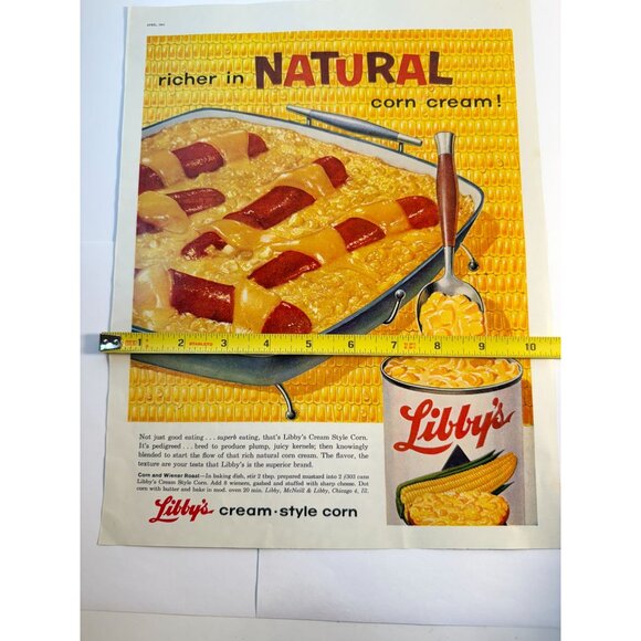 Vintage 1961 Libby Cream Style Corn Wiener Recipe Advertisement Print Ad - Picture 3 of 3